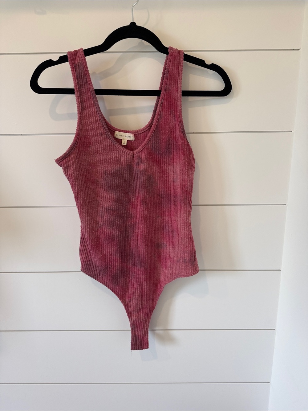 Gilded Intent Ribbed Tie-Dye Pink Tank Bodysuit